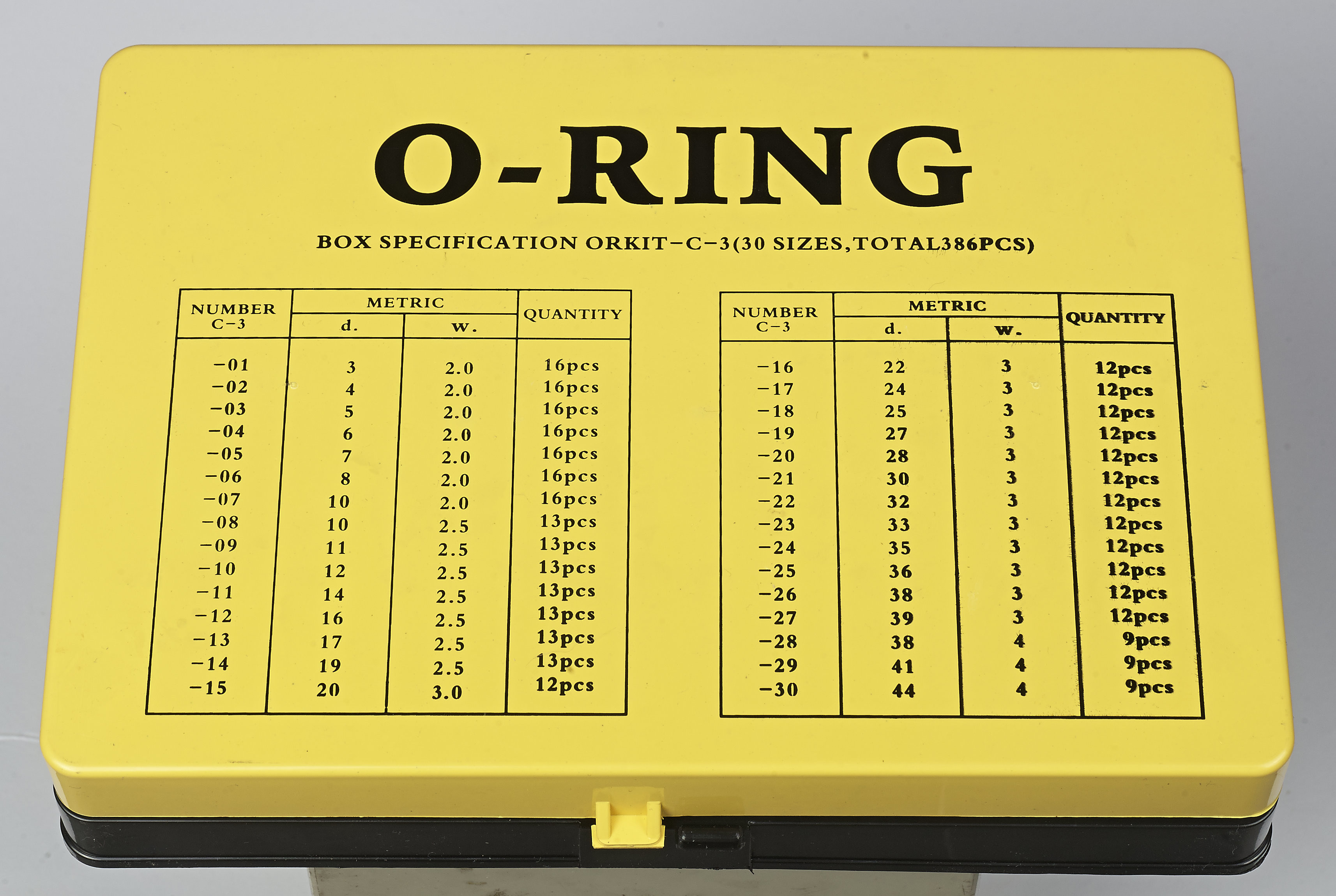 NBR Rubber O Ring Kit ISO3601 AS568A DIN3771 JIS B2401 Standard,Yellow