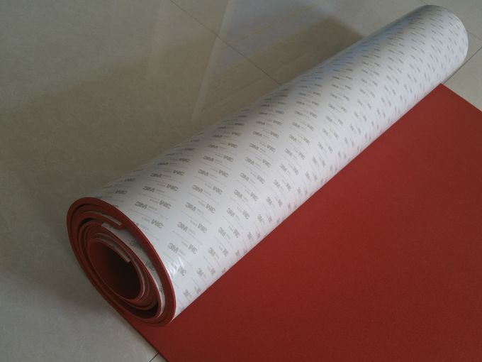 Flexible Dark Red Silicone Rubber Sheet With 3M Adhesive Backed