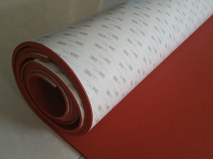 Red Aging Resistant Silicone Foam Sheet / Silicone Sponge Sheet With 3m Adhesive
