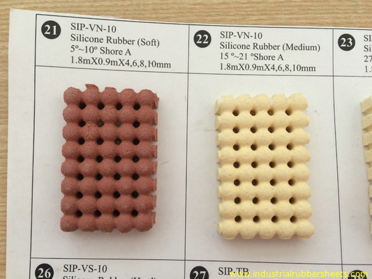 Beige / Red / Grey Perforated Silicone Foam Rubber Sheet , Silicone Sponge Rubber Sheet Size 10mm X 0.9m X 1.8m