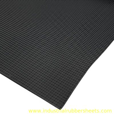 Red Industrial Rubber Sheet with Anti-Slip Round Button and Impression Fabric Bottom Made from Virgin SBR Material