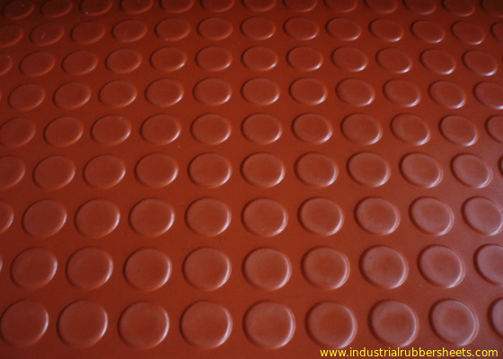 Red Industrial Rubber Sheet Top Round Button , Bottom Impression Fabric Non Slip