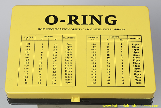 NBR Rubber O Ring Kit ISO3601 AS568A DIN3771 JIS B2401 Standard,Yellow and Red Color