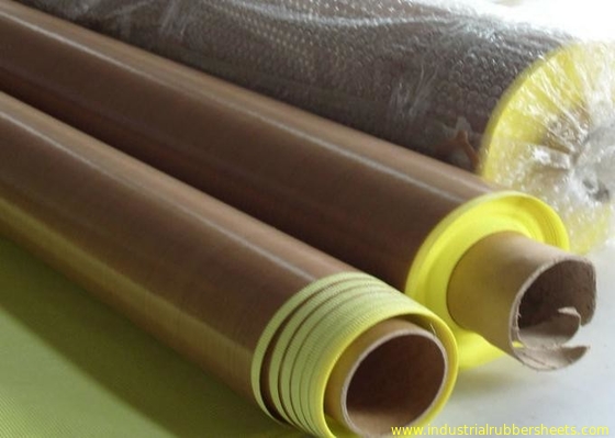 Beige Adhesive PTFE Coated Fiberglass Fabric Smooth Surface Aging Resistance