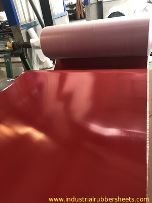 Smooth / Impression Fabric Industrial Rubber Sheet Red Color With Premium Grade