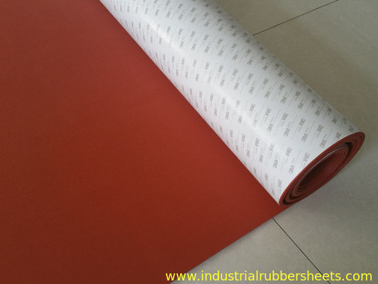 Dark Red Close Cell High Temperature Resistant Silicone Sponge Sheet with 3M Adhesive
