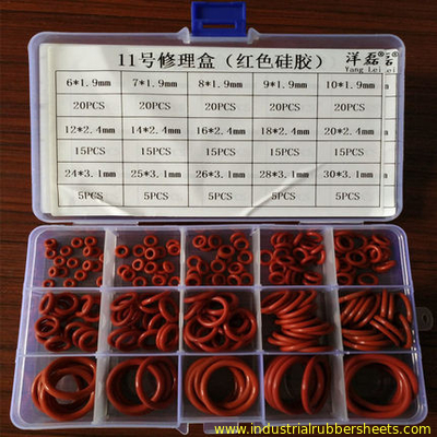 Red Color O Ring Seal Kit / Small O Ring Kit Virgin Silicone Material