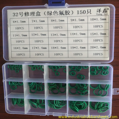 70 Shore A Hardness Silicone Rubber Washers FKM O Ring Kit Green Color